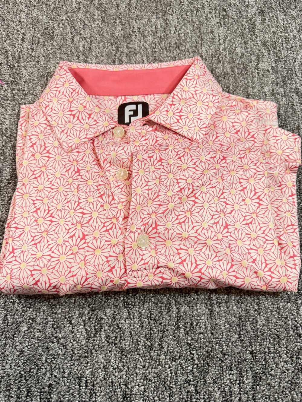 FootJoy Pink Daisy-Print Button Down Shirt